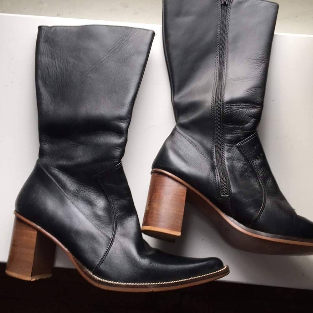 Black leather boots